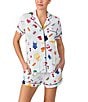 kate spade new york Stripe Beach Trip Print Short Sleeve Notch Collar Knit Shorty Pajama Set, Color:Beach Trip Stripe - Image 1