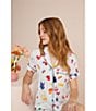 kate spade new york Stripe Beach Trip Print Short Sleeve Notch Collar Knit Shorty Pajama Set, Color:Beach Trip Stripe - Image 5