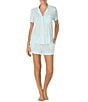 Color:Aqua Stripe - Image 3 - Striped Jersey Top & Short Coordinating Bridal Pajama Set
