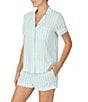 Color:Aqua Stripe - Image 4 - Striped Jersey Top & Short Coordinating Bridal Pajama Set