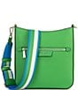 Color:Turf Green - Image 1 - Striped Strap Hudson Messenger Crossbody Bag