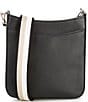 Color:Black - Image 2 - Striped Strap Hudson Messenger Crossbody Bag