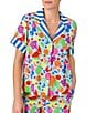 kate spade new york Summer Fruit Print Short Sleeve Notch Collar Woven Cropped Pajama Set, Color:Summer Fruit/Stripe Print - Image 4