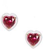 Color:Red Multi - Image 1 - Sweetheart Crystal Stud Earrings