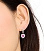 Color:Pink - Image 2 - Sweetheart Rhinestone Huggie Hoop Earrings