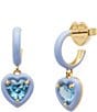 Color:Blue - Image 1 - Sweetheart Rhinestone Huggie Hoop Earrings