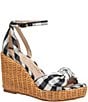 Color:Black/Cream - Image 1 - Tianna Bow Wicker Wedge Sandals