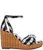 Color:Black/Cream - Image 2 - Tianna Bow Wicker Wedge Sandals