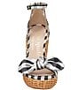 Color:Black/Cream - Image 4 - Tianna Bow Wicker Wedge Sandals