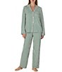 kate spade new york Timeless Stripe Print Long Sleeve Notch Collar Brushed Jersey Knit Pant Pajama Set - Image 1