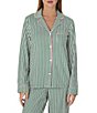 kate spade new york Timeless Stripe Print Long Sleeve Notch Collar Brushed Jersey Knit Pant Pajama Set - Image 3