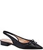 Color:Black - Image 1 - Veronica Perforated Leather Bow Slingback Flats