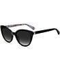 Color:Black - Image 1 - Women's Amberlee 55mm Floral Detail Cat Eye Sunglasses