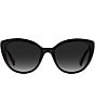 Color:Black - Image 2 - Women's Amberlee 55mm Floral Detail Cat Eye Sunglasses
