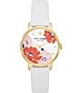 Color:White - Image 1 - Women's Floral Metro Three Hand White Leather Strap Watch