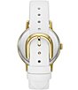 Color:White - Image 3 - Women's Floral Metro Three Hand White Leather Strap Watch