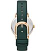 Color:Green - Image 3 - Women's Metro Bookworm Three-Hand Green Leather Strap Watch
