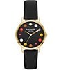 Color:Black - Image 1 - Women's Metro Makeup Three-Hand Black Leather Strap Watch