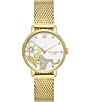 Color:Gold - Image 1 - Women's Metro Three Hand Gold Tone Crystal Stainless Steel Mesh Bracelet Watch