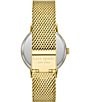 Color:Gold - Image 3 - Women's Metro Three Hand Gold Tone Crystal Stainless Steel Mesh Bracelet Watch
