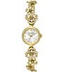 Color:Gold - Image 1 - Women's Monroe Gold Floral Crystal Tone Stainless Bracelet Watch