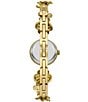 Color:Gold - Image 3 - Women's Monroe Gold Floral Crystal Tone Stainless Bracelet Watch