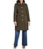 kate spade new york Wool Blend Point Collar Belted Tab A-Line Single Breasted Coat, Color:New Dark Olive - Image 1