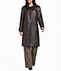 Katherine Kelly Genuine Lamb Leather Embossed Notch Collar Coat - Image 1