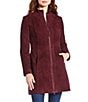 Katherine Kelly Genuine Leather Suede Zip front Stand Collar Jacket, Color:Merlot - Image 3