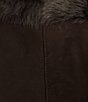 Color:Ebony - Image 5 - Genuine Shearling Modern Shawl Collar Hidden Snap Coat