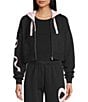 KatieJNYC Dylan Bow/Lace Coordinating Zip Up Hoodie, Color:Black/Baby Pink - Image 1