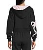 KatieJNYC Dylan Bow/Lace Coordinating Zip Up Hoodie, Color:Black/Baby Pink - Image 2