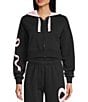 KatieJNYC Dylan Bow/Lace Coordinating Zip Up Hoodie, Color:Black/Baby Pink - Image 3