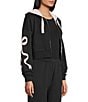KatieJNYC Dylan Bow/Lace Coordinating Zip Up Hoodie, Color:Black/Baby Pink - Image 4