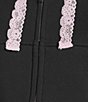KatieJNYC Dylan Bow/Lace Coordinating Zip Up Hoodie, Color:Black/Baby Pink - Image 8