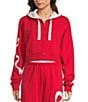 KatieJNYC Dylan Bow/Lace Coordinating Zip Up Hoodie, Color:Red/Pink - Image 1