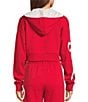 KatieJNYC Dylan Bow/Lace Coordinating Zip Up Hoodie, Color:Red/Pink - Image 2