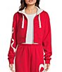 KatieJNYC Dylan Bow/Lace Coordinating Zip Up Hoodie, Color:Red/Pink - Image 3
