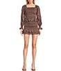 KatieJNYC Katie J NYC Posie Print Smocked Coordinating Skirt, Color:Brown - Image 3
