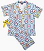Katie Kime Seaside Stripe Short Sleeve Notch Collar Woven Long Pajama Set - Image 3