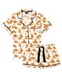 Katie Kime Austin Toile Woven Shorty Pajama Set, Color:Orange - Image 3