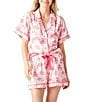 Katie Kime Austin Toile Woven Shorty Pajama Set, Color:Pink - Image 1