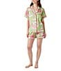 Katie Kime Florida Toile Woven Shorty Pajama Set, Color:Green - Image 2