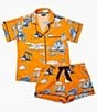 Katie Kime Houston Toile Woven Shorty Pajama Set, Color:Orange - Image 3