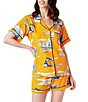 Katie Kime Houston Toile Woven Shorty Pajama Set, Color:Orange - Image 1