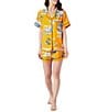 Katie Kime Houston Toile Woven Shorty Pajama Set, Color:Orange - Image 2