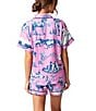 Katie Kime Marfa Toile Woven Shorty Pajama Set, Color:Pink - Image 2