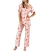 Katie Kime Nashville Toile Woven Pajama Pant Set, Color:Pink - Image 1