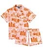 Katie Kime Nashville Toile Woven Shorty Pajama Set, Color:Pink - Image 4