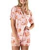 Katie Kime Nashville Toile Woven Shorty Pajama Set, Color:Pink - Image 1